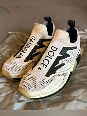 Dolce & Gabbana Sorrento Sock White and Black Knit Sneakers